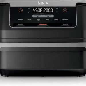 Ninja Foodi 6-in-1 FlexBasket Air Fryer with 7-QT MegaZone & Basket Divider for Large Proteins & Full Meals, Smart Finish Cook 2 Foods 2 Ways, Family Sized Capacity, Air Fry, Roast & More, Black DZ071