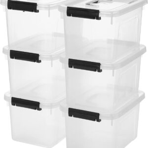 6 Quart Clear Storage Latch Box/Bins, 6-Pack Plastic Container with Latches and Lid