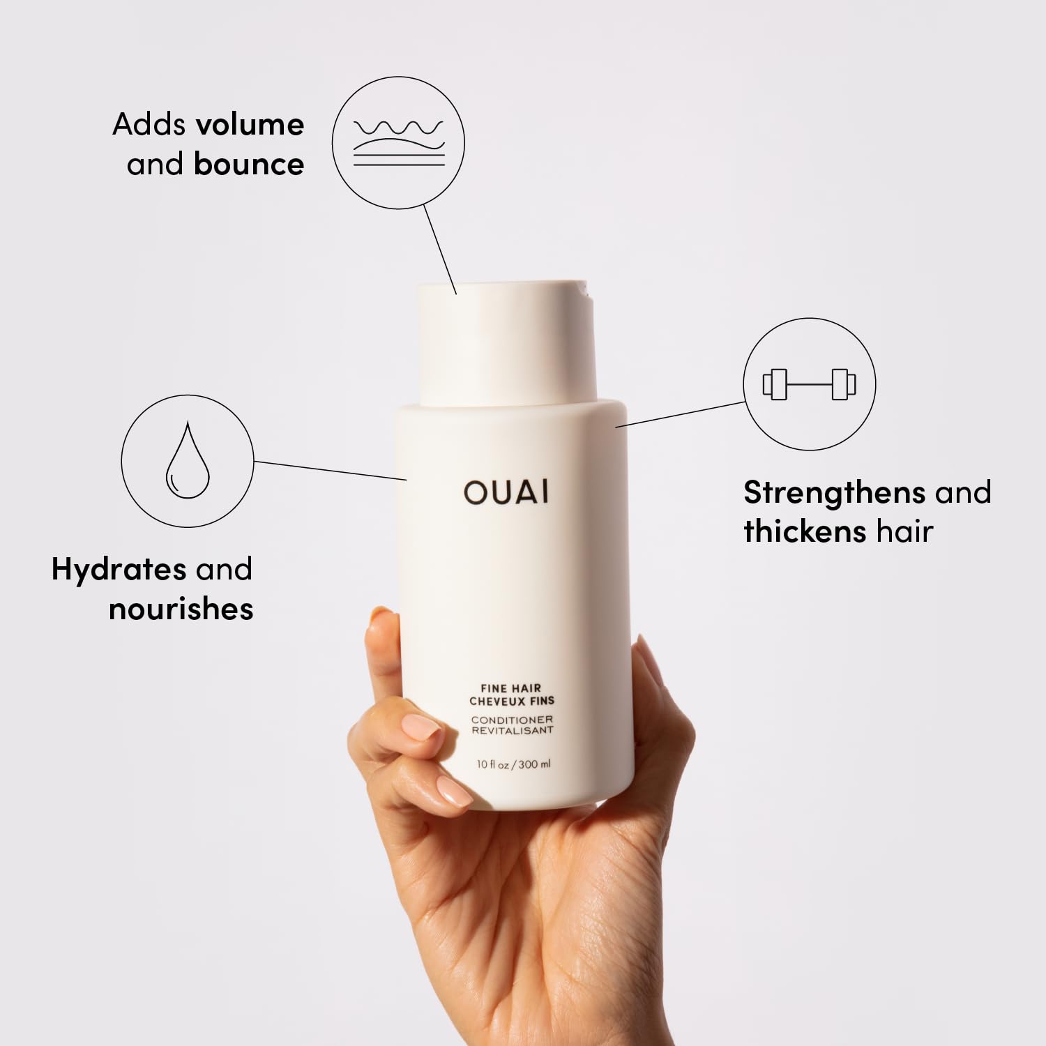OUAI Fine Shampoo and Conditioner Set - Sulfate Free Shampoo and Conditioner for Women & Men - Made with Keratin, Marshmallow Root, Shea Butter & Avocado Oil - Free of Parabens & Phthalates (10 Fl Oz) - Image 4