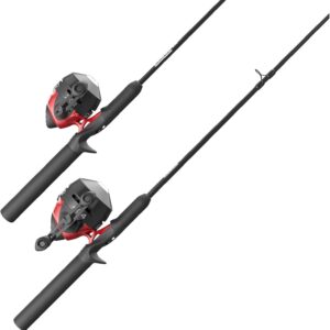 Zebco 202 & 404 Spincast Reels and Fishing Rod Combos (2-Pack), 5-Foot 6-Inch 2-Piece Fishing Pole, Size 30 and 40 Reels, Right-Hand Retrieve, Pre-Spooled with 10 lb and 15 lb Cajun Line, Black/Red