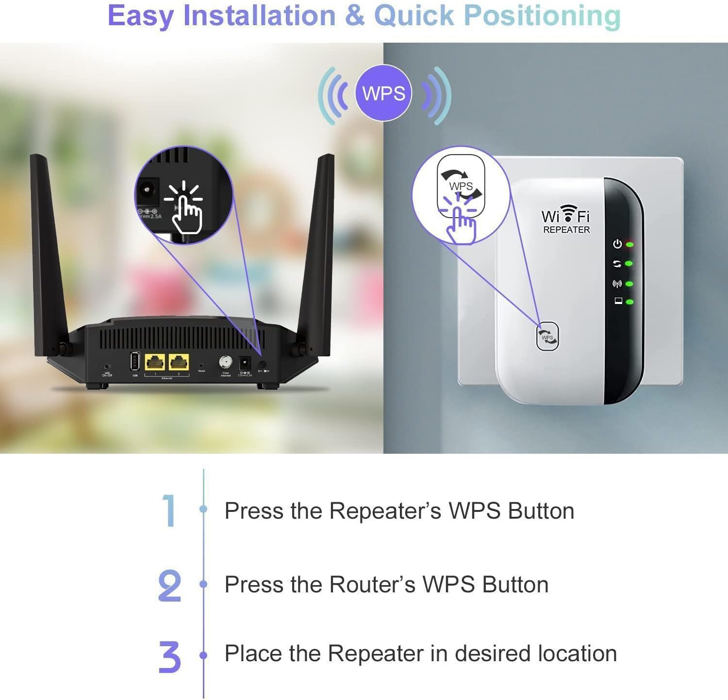 WiFi Extender, WiFi Extenders Signal Booster for Home Up to 5000 sq.ft and 50 Devices, WiFi Range Extender, Wireless Repeater, Long Range Amplifier with Ethernet Port, 1-Tap Setup, Alexa Compatible - Image 2