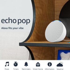 Like-New Amazon Echo Pop (newest model), Our smallest Alexa speaker, Fits in any room, Glacier White