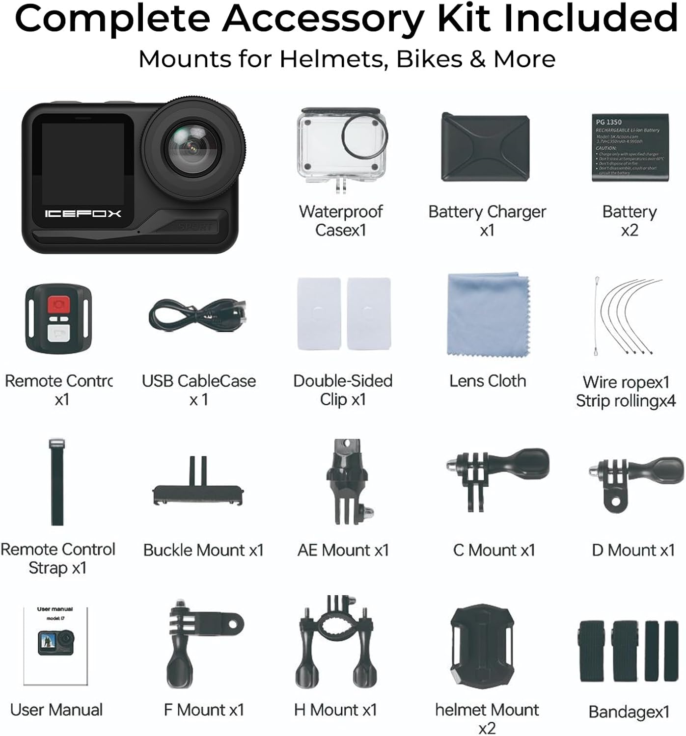 icefox i7 Action Camera 4K 60FPS 30MP with 2X 2150mAh Batteries, Underwater Camera with 5X Zoom, EIS, Powered by Snappro App,Support Video&Photo Editing,Waterproof, WiFi Remote Control - Image 6