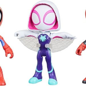 Spidey and his Amazing Friends 3-Pack, 4-Inch Scale Marvel Action Figures, Includes 3 Figures and 3 Accessories, Spider-Man, Ghost-Spider & Miles Morales (Amazon Exclusive)