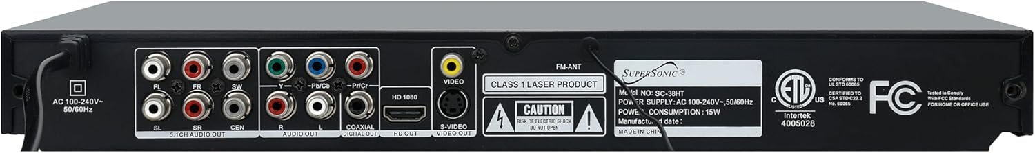 Supersonic SC-38HT 5.1 Surround Channel DVD Home Theater System with DVD/CD Support, Karaoke Mic Jacks, USB Input, FM Radio, 75W Speaker Output, Multi-Language Support, and Remote Control! - Image 3