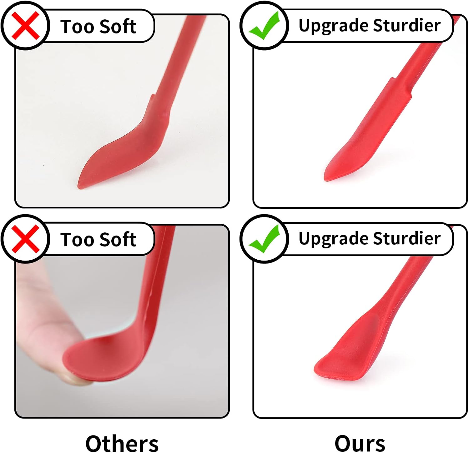 Mini Spatula Silicone Spatula Set - Cuttte 2pcs Small Makeup Scrapers for Cosmetics, Reusable Beauty Tiny Tools, Thin Jar Scraper, Get Last of Makeup Out, Black and Red - Image 4