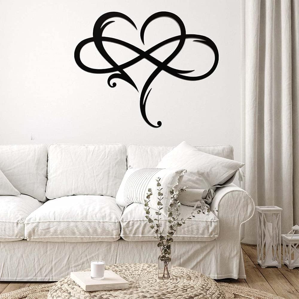 Infinity Heart Wall Decor, Unique Infinity Heart Metal Art Wall Decor Love Sign Steel Wall Plaques Bedroom Ornaments for Home Wedding Decor, Room Living Room Decoration (Black, 15.7x14inch) - Image 4