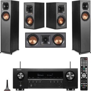 Klipsch Reference 5.0 Home Theater System with 2X R-610F Floorstanding Speaker, R-52C Center Channel Speaker, 2X R-41M Bookshelf Speaker and AVR-S670H 75W 5.2-Channel 8K Network AV Receiver, Black