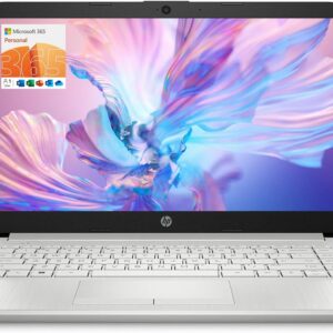 HP Portable Laptop, Student and Business, 14″ HD Display, Intel Quad-Core N4120, 8GB DDR4 RAM, 64GB eMMC, 1 Year Office 365, Webcam, RJ-45, HDMI, Wi-Fi, Windows 11 Home, Silver