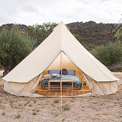 VICIYOO Bell Tent Indian Tent Diameter 3M/4M/5M/6M Cotton Canvas Large Family Tents 4 Season Outdoors Yurt Bell Tent Glamping for Camping - Image 3