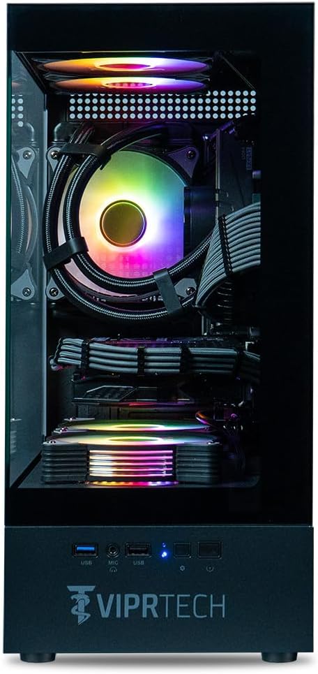 ViprTech Stryker 4.0 Liquid-Cooled PC - AMD Ryzen 7 (4.4GHz Turbo), RTX 5060 8GB, 16GB DDR4 3200, 1TB NVMe SSD, 700W PSU, WiFi BT, Win 11 Pro, RGB, Gaming Desktop Computer Prebuilt, Black - Image 4