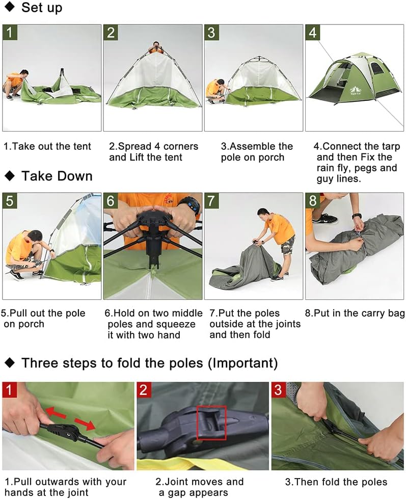 Night Cat Instant Popup Tents 2-3 Persons with Footprint Tarp Easy Setup Camping Tent with Rainfly Double Layers Waterproof Automatic Hydraulic Mechaism - Image 6