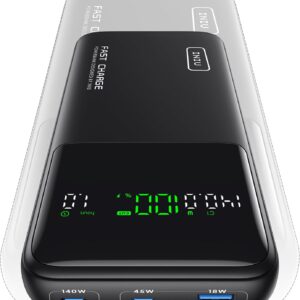 INIU 140W Power Bank, Compact 25000mAh High Capacity Laptop Portable Charger, USB C in&Out Tablet Powerbank, Smart Digital Display Phone Charger for iPhone 17 16, Samsung, iPad, MacBook, Laptop etc.