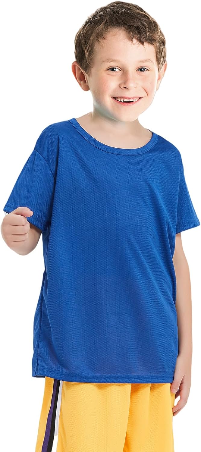 8 Pack Boys Kids Youth Mesh Athletic Quick Dry T Shirts Short Sleeve Moisture Wicking Tee Shirts Active Tops (Age 4-18) - Image 6