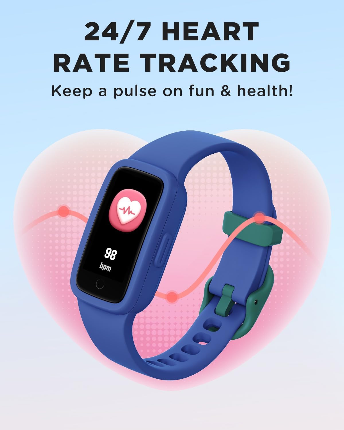 BIGGERFIVE Vigor 3 Kids Fitness Tracker Watch, AMOLED Screen, No App No Phone Needed, 3ATM Waterproof, Heart Rate and Sleep Monitor, Pedometer Watch, Sports Step Counter for Boys Girls Ages 5-15, Blue - Image 6