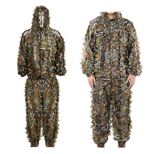 EAmber Ghillie Suit 3D Leaf Camo Camouflage Lightweight Youth Adult Clothing Suits for Jungle Hunting,Shooting, Airsoft, Wildlife Photography or Halloween - Image 2