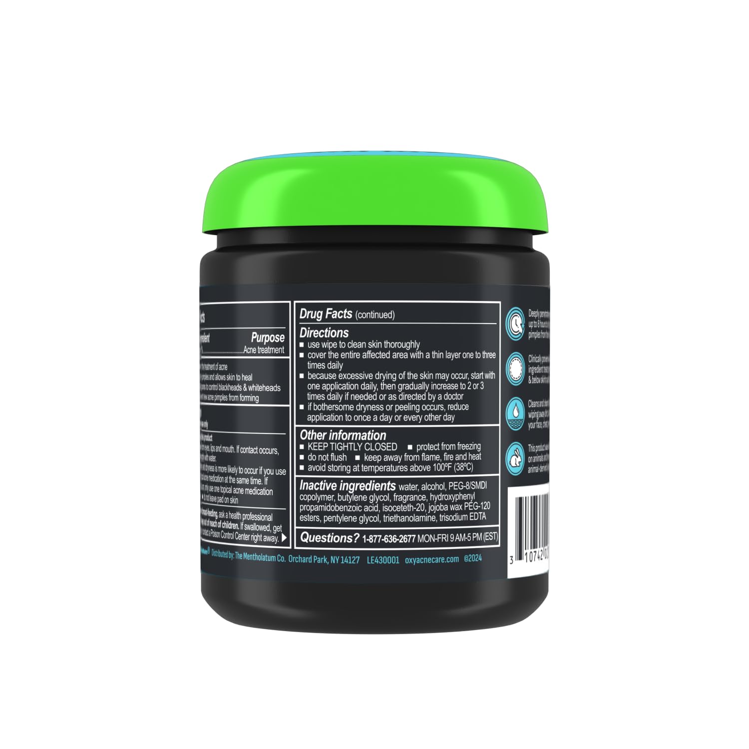 Oxy Deep Pore Acne Facial Cleansing Pads, Maximum Strength 2% Salicylic Acid Stubborn Acne Treatment, Fights Breakouts, Exfoliates, Unclogs Pores, Treats Blackheads, Dermatologist Recommended, 90 Pads - Image 2