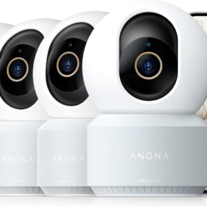 Anona 4K UHD Indoor Camera, Pet/Dog/Baby Security Camera with Phone App, 360°Pan-Tilt, 2.4G/5G Dual-Band Wi-Fi 6, Auto-Tracking, Person/Pet/Baby Crying Detection, Privacy Mode, Two-Way Audio, 4 Pack