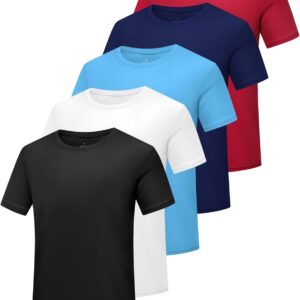 Boys Athletic Shirt Quick Dry Short Sleeve Performance Moisture Wicking T Shirt for Youth