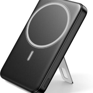 for Magsafe Portable Charger, 10000mAh Wireless Power Bank with Stand, USB C PD 20W Fast Charging Powerbank, Magnetic Battery Pack Compatible for iPhone 17/16/15/14/13/12 Series – Black