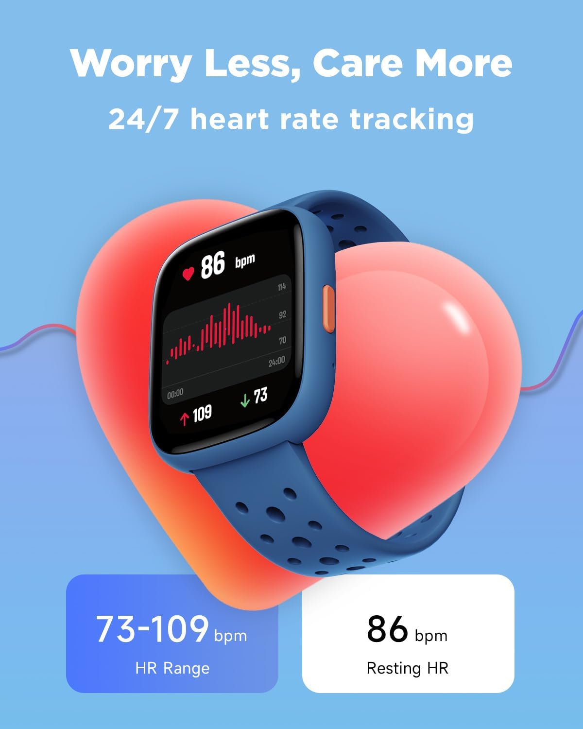BIGGERFIVE Smart Watch for Kids No APP No Phone Needed, 1.8" Fitness Tracker Watch Pedometer, Heart Rate, Sleep Monitor, IP68 Waterproof, Step Counter, Puzzle Games for Girls Boys Teens 5-16, Blue - Image 5