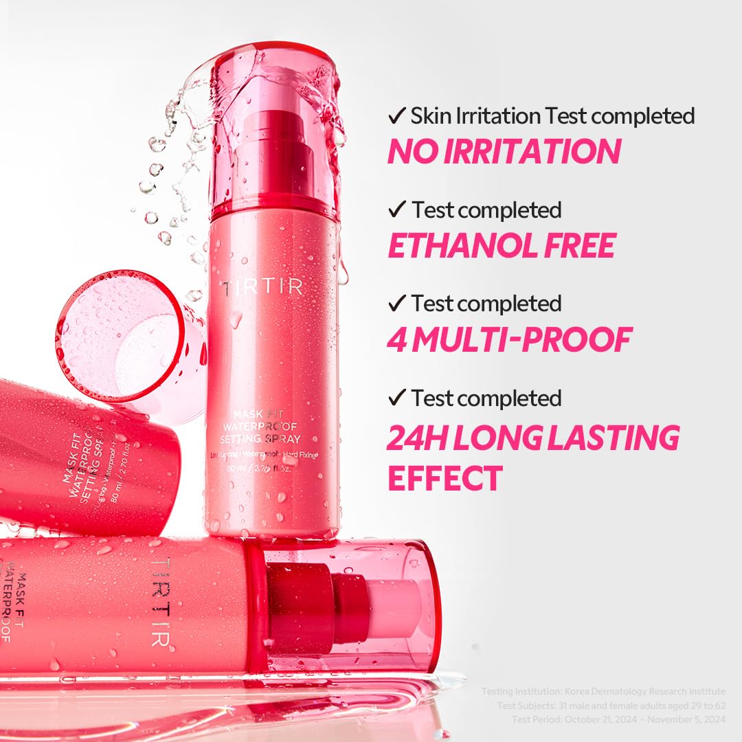 TIRTIR Waterproof Setting Spray – 24 Hour Long Lasting Fix, Sweatproof Water Resistant Makeup Finisher – Ethanol Free, Semi Matte Finish for Oily Skin – Korean Makeup Fixer - Image 5