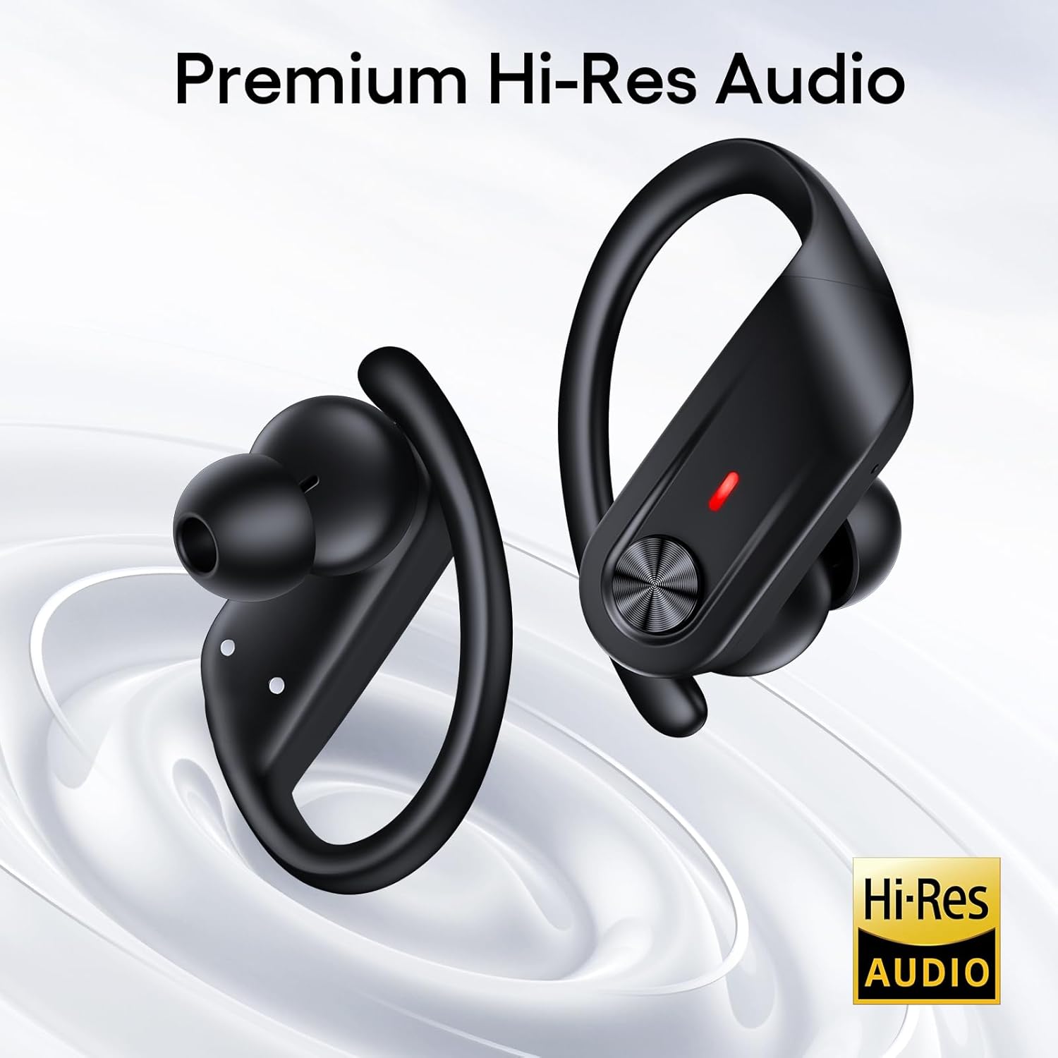 Hybrid Active Noise Cancelling Wireless Earbuds 80 Hrs Playtime Hi-Res Stereo Sound Bluetooth Headphones with Transparency Mode Ear Buds with Earhooks ANC Sports Earphones for Workout Running Travel - Image 3