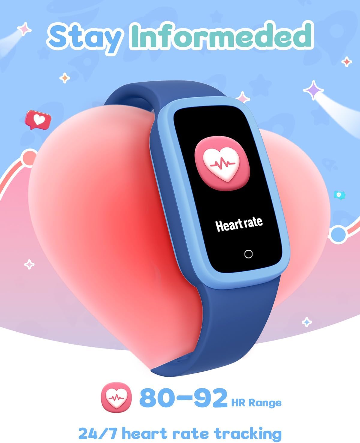 Kids Fitness Tracker Watch with Amoled Screen, Activity Tracker No Phone Needed, Heart Rate and Sleep Monitor, 3ATM Waterproof, Pedometer, Alarm Clock, Games, Step Counter Watch for Boys 5-10 - Image 5