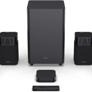 Hisense HT Saturn 4.1.2Ch Sound Bar with Wireless Subwoofer, Dolby Atmos, DTS:X, Bluetooth 5.3, EzPlay, 4K HDMI Pass Through, Roku TV Ready, HDMI/AUX/ARC/Optical/USB, 5 EQ Modes, Hi Concerto