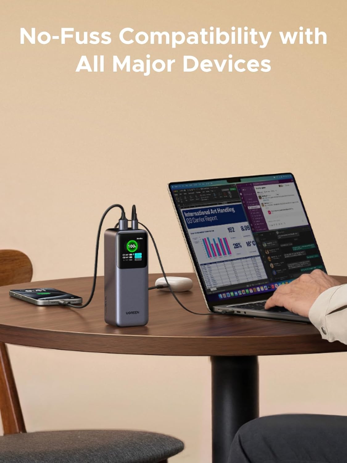 UGREEN Nexode Power Bank 20000mAh 165W with Built-in USB C Cable Laptop Travel Portable Charger, 100W Input, Fast Charging for MacBook Pro/Air/iPhone 17/16/iPad Pro/Galaxy S25 Ultra/Dell/HP and More - Image 10