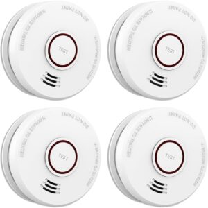 4 Pack Smoke Detector Fire Alarms 9V Battery Operated Photoelectric Sensor Smoke Alarms Easy to Install with Light Sound Warning, Test Button,9V Battery Included Fire Safety for Home