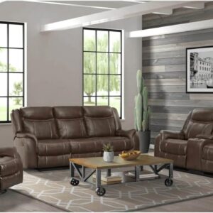 Sunset Trading SU-AV8604041-3PC Avant Reclining Living Room Set Brown Faux Leather – 3 Piece