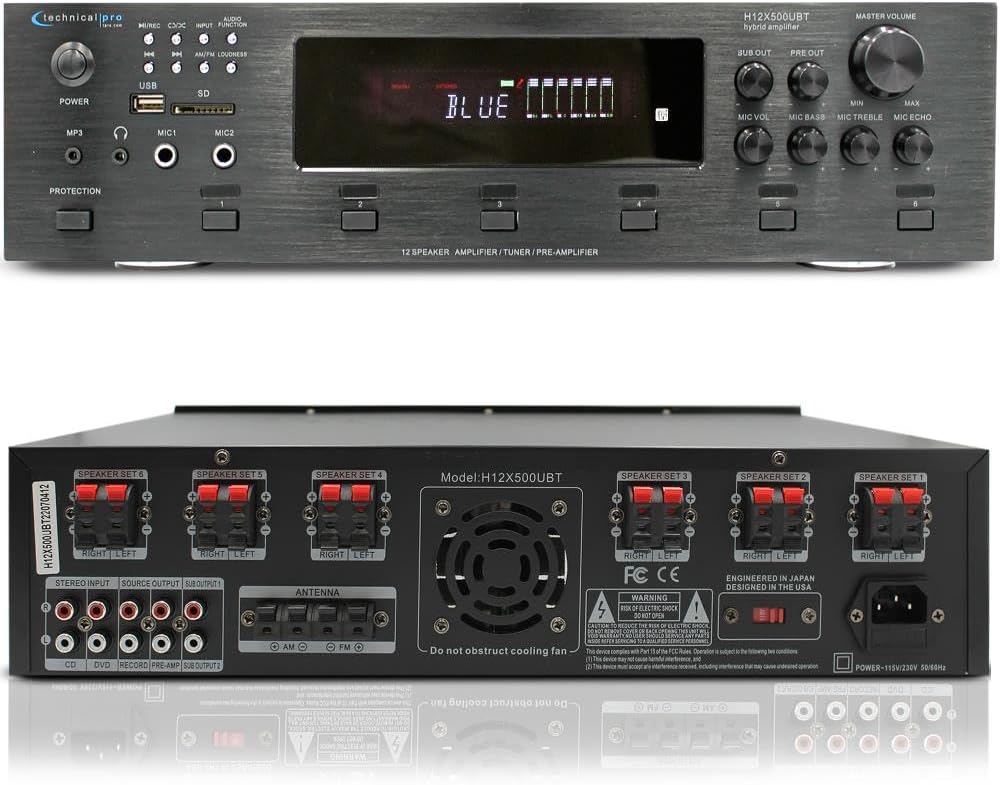 Vaiyer Home Theater System Kit, 6-Channel 6000 Watts Bluetooth Amplifier with 5.25" 12 Qty of 175 W Each in-Wall in-Ceiling Frameless Speakers & 16 Gauge 500 ft Speaker Wire Surround Sound System - Image 9