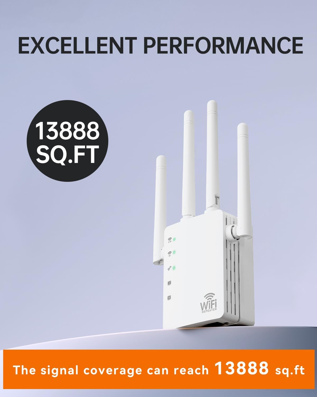 WiFi Extender with Ethernet Port, Covers Up to 13888 Sq.ft and 150+ Devices, WiFi Extender Signal Booster with Dual Band 5GHz/2.4GHz, Antennas, Ethernet Port & EasyMesh, 1-Tap Setup - Image 5