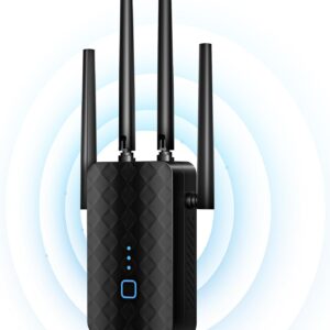 WiFi Extender Signal Booster, Dual Band 5.8GHz&2.4GHz, WiFi Booster Covers Up to 10000 Sq.ft, WiFi Repeater 1.2Gbps with Ethernet Port, One-tap Setup, Made for USA