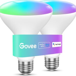 Govee Smart Light Bulbs, 1200 Lumens Dimmable BR30 Bulbs, RGBWW Color Changing Light Bulb, Flood Light Bulbs Work with Alexa, Google Assistant, WiFi & Bluetooth LED Bulbs, Music Sync, 2 Pack