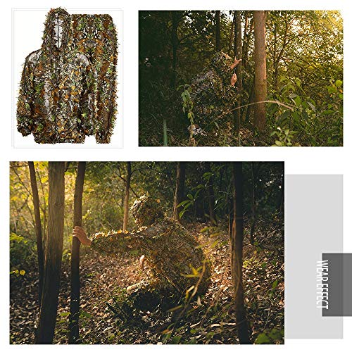 EAmber Ghillie Suit 3D Leaf Camo Camouflage Lightweight Youth Adult Clothing Suits for Jungle Hunting,Shooting, Airsoft, Wildlife Photography or Halloween - Image 6
