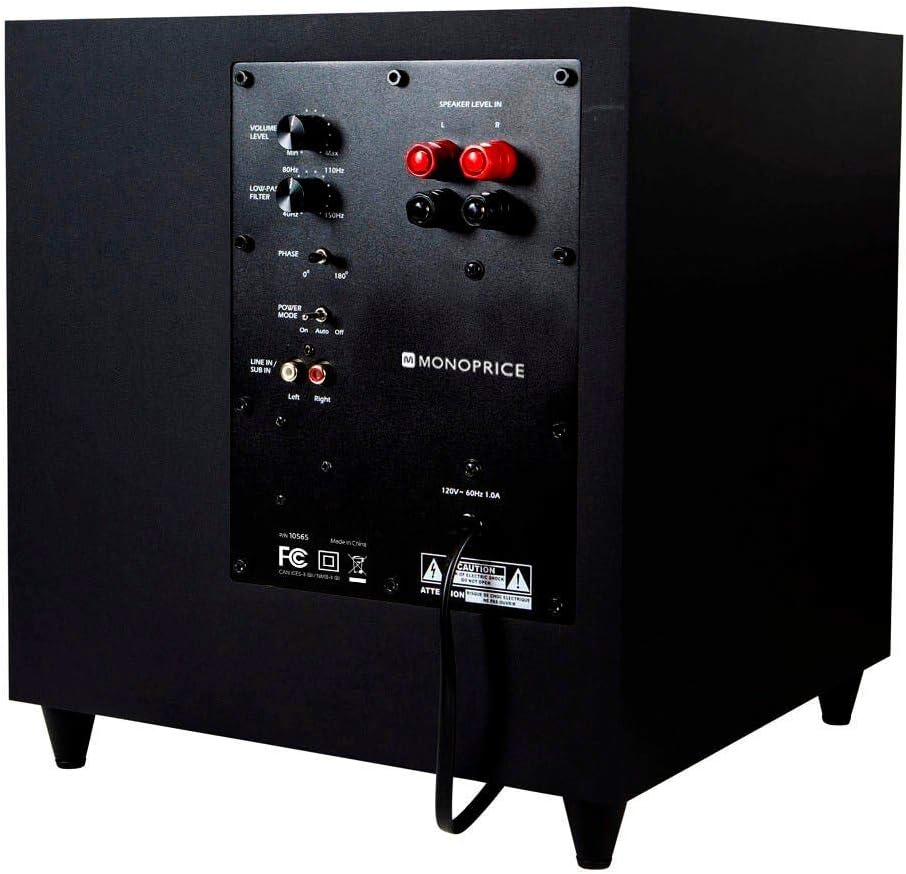 Monoprice Premium 5.1 Channel Home Theater System with Subwoofer - 100 Watt Speakers, 200 Watt Subwoofer, Black - Image 3