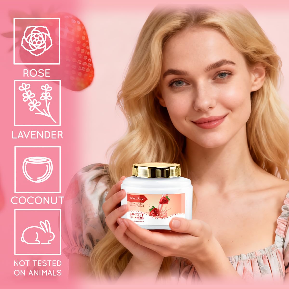 Spa Kit for Women, Bath & Body Gift Set, Luxury Home Spa Bath Gift Basket, Strawberry Scented Bath Set Christmas Gifts for Women, Pamper Gifts for Girls & Teens, Birthday Gift, Bath Self Care Gift - Image 4