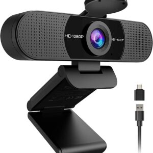 EMEET 1080P Webcam with Microphone, C960 Web Cam, 2 Mics, 90° FOV, USB Type-A & A-to-C Adapter, Plug&Play Computer Camera for Online Calling, Zoom/Teams/Facetime, Switch 2 Camera Support, 2025 Version