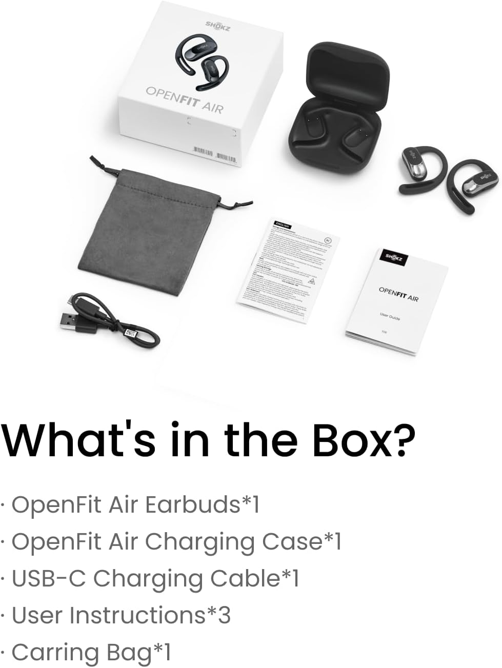 SHOKZ OpenFit Air - Open-Ear Headphones, True Wireless Earbuds, Water Resistant, Secure Earhooks for Daily Use, Black - Image 9