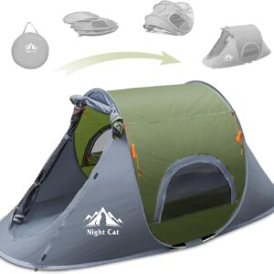 Night Cat Pop-up Camping Tent: 1 Person Tent Waterproof Instant Easy Setup Outdoor Tent