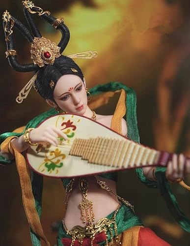 1/6 Scale Female Action Figure,12inch Flexible Chinese Ancient Beauty Music Girl Dunhuang Goddess Action Figure Collectible (Red) - Image 7