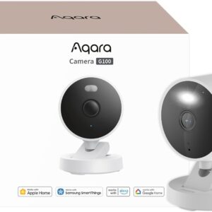 Aqara G100, 2K Indoor/Outdoor Security Camera, HomeKit Secure Video, 2-Way Audio, Spotlight Color/IR Night Vision, AI Detection, 140° FOV, Wi-Fi 6, Supports HomeKit, Alexa, Google and IFTTT, White