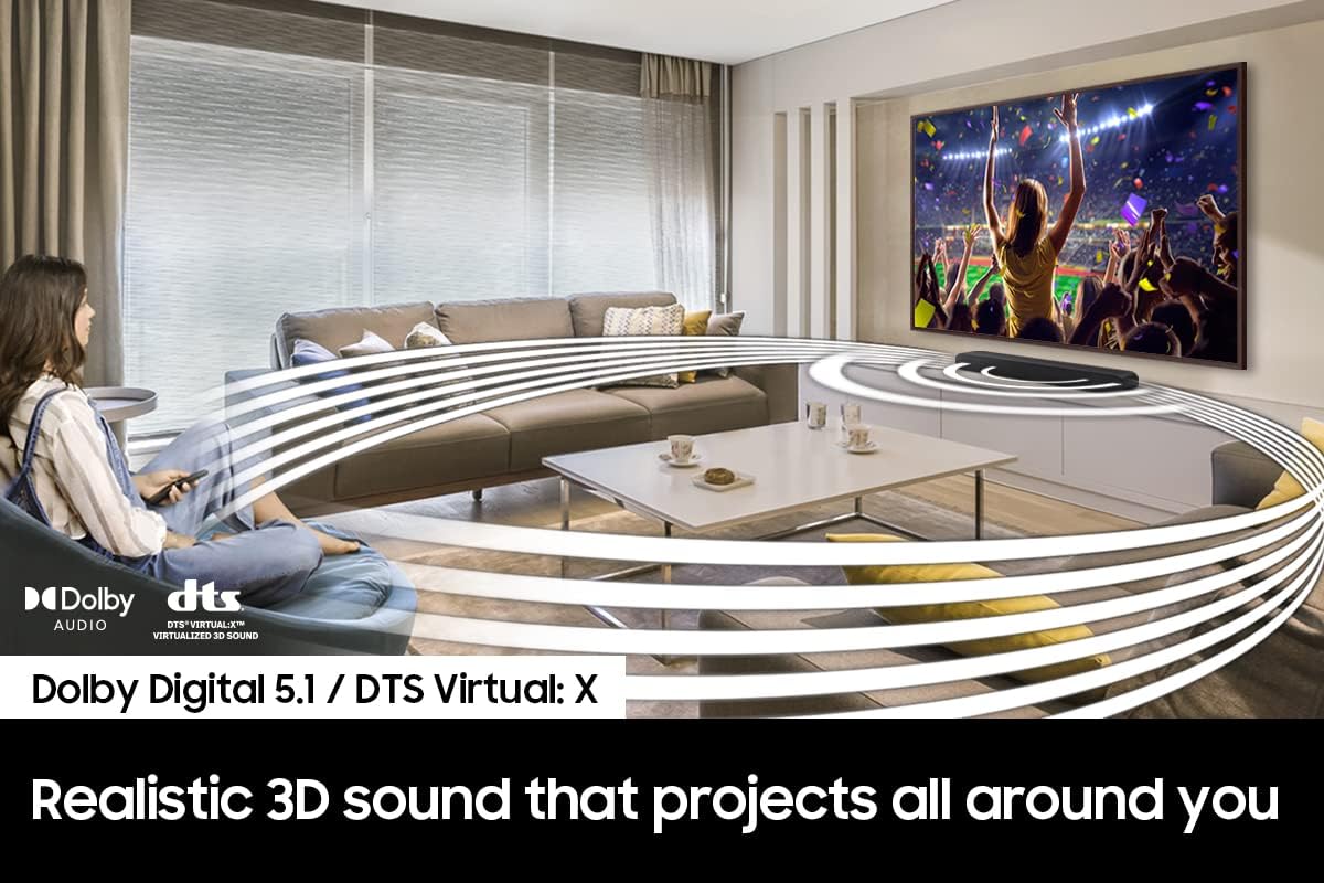 SAMSUNG HW-S50B/ZA 3.0ch All-in-One Soundbar w/Dolby 5.1, DTS Virtual:X, Q Symphony, Built in Center Speaker, Adaptive Sound Lite, Bluetooth Multi Connection, 2022 Black - Image 5