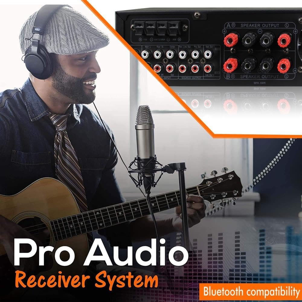 Vaiyer Home Theater System Kit - 7.2 Channel 3500 Watts Bluetooth Amplifier w/ 8 Qty of 5.25" Framed Ceiling Speakers 175W Each, 4-Ch Speaker Selector, Mic, 16 AWG 500 ft Speaker Wire & Remote - Image 8