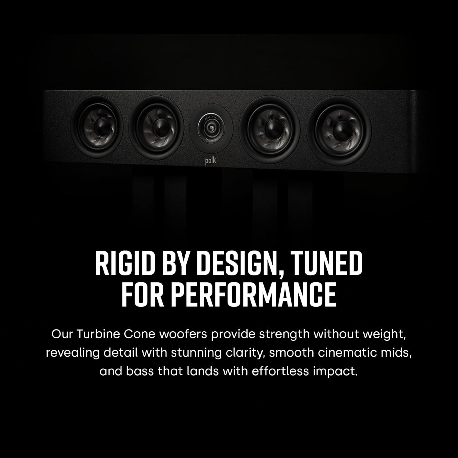 Polk Audio Reserve Series R350 Slim Center Channel Loudspeaker, Doubles as L/R Surround Speaker, 1" Pinnacle Tweeter & Four 4" Turbine Woofers, Dolby Atmos & IMAX Enhanced, Home Stereo Speakers, Black - Image 5