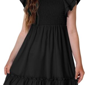 Girls Summer Dresses Tween Short Sleeve Formal Flower Girl Dress Teen Sundress Size 6-15 Years Old