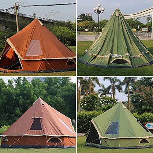 DEKIMOW 5-8 People 4M Waterproof Yurt Tent, Camping Pyramid Tent Round Canvas Bell Tent 210D Oxford India Family Tent Portable Privacy Tent for Camping Outdoo - Image 8