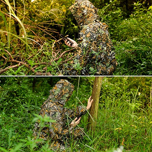 EAmber Ghillie Suit 3D Leaf Camo Camouflage Lightweight Youth Adult Clothing Suits for Jungle Hunting,Shooting, Airsoft, Wildlife Photography or Halloween - Image 5